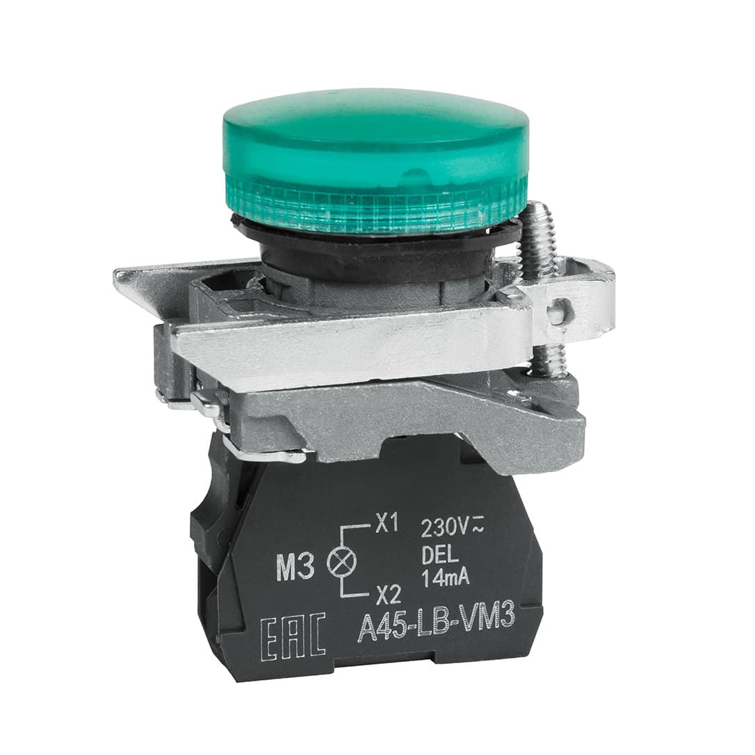 КЭАЗ Сигнальная лампа OptiSignal D22 C4-L-M3 зеленая металл 230-240VAC XB4BVM3