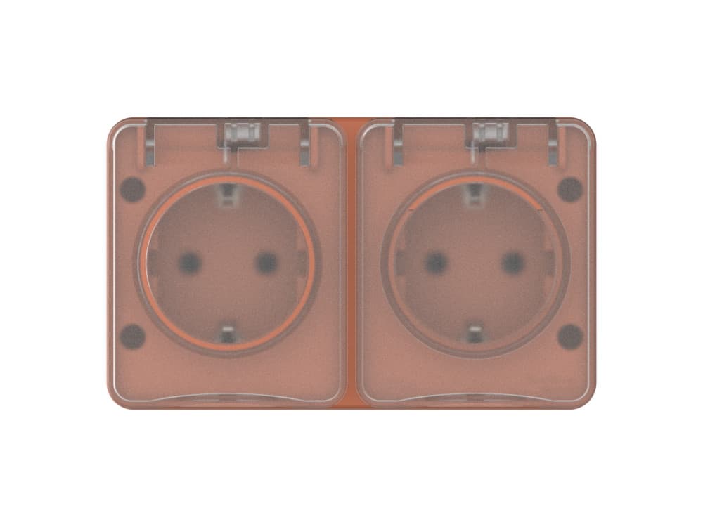 Systeme Electric AtlasDesign Profi54 Наруж Терракотовый Розетка двойная с з/к со шторками 16А — миниатюра 2