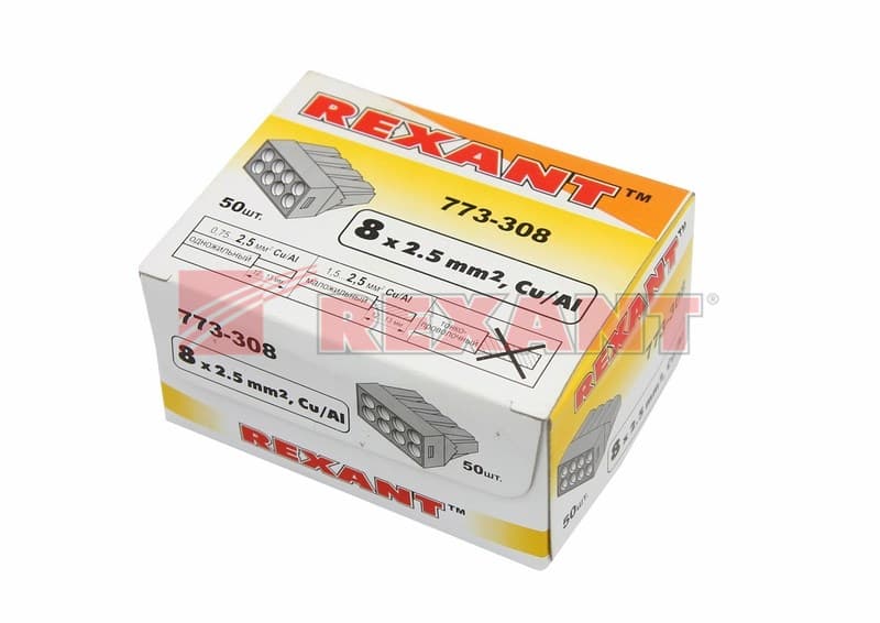 Электромонтажные экспресс-клеммы 773-328 (8*2.5мм²) Rexant 07-3280 — миниатюра 2
