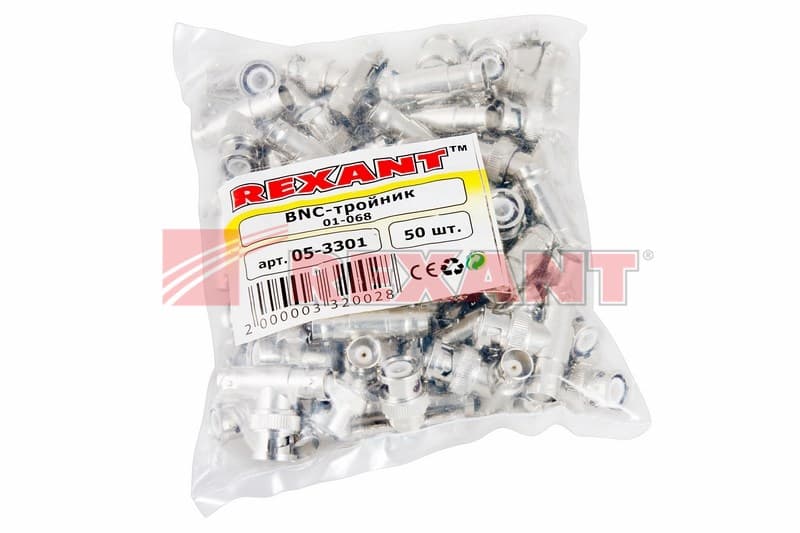 Переход штекер BNC - x2 гнезда BNC (тройник) Rexant 05-3301 — миниатюра 2