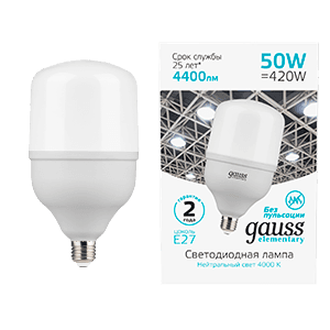 Gauss Лампа Elementary T140 50W 4400lm 4000K E27 LED 63225 — миниатюра 1