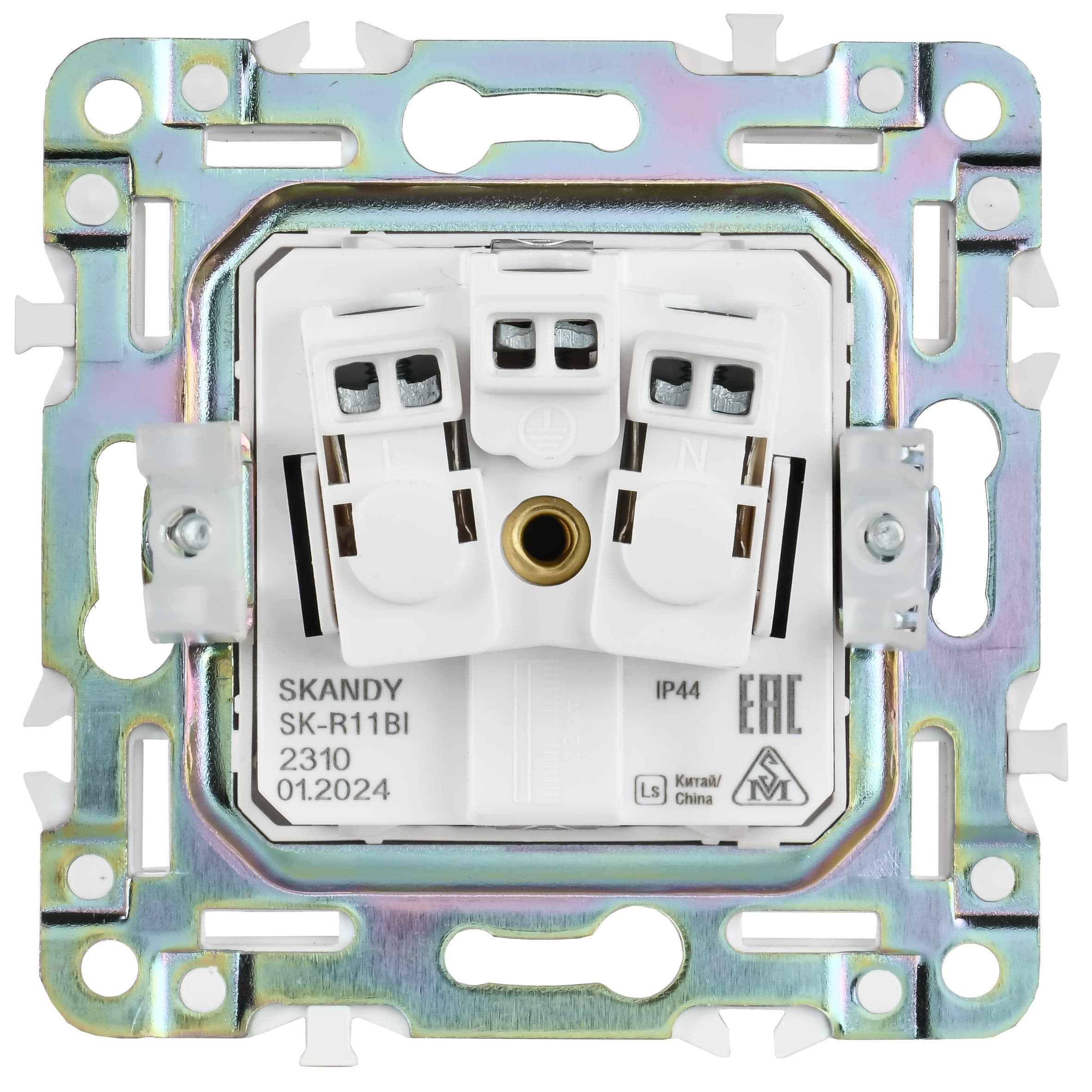 IEK SKANDY Графит Розетка с/з с защитными шторками и крышкой 16А IP44 SK-R11G — миниатюра 3