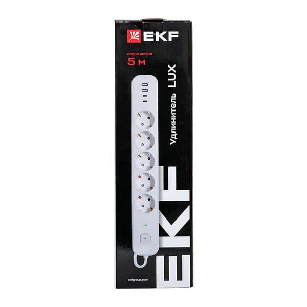 EKF Удлинитель LUX 5 гнезд 2USB 2,4А+2type-C 5 метров 1,5мм2 — миниатюра 9