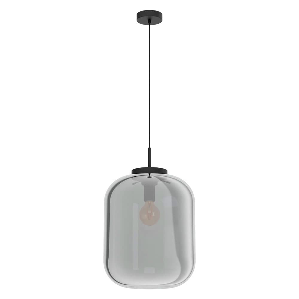 Eglo BULCIAGO Подвес , 1x40W(E27), Ø350, H1500, сталь, черный/cтекло с напылением, черный-прозрачный 39674