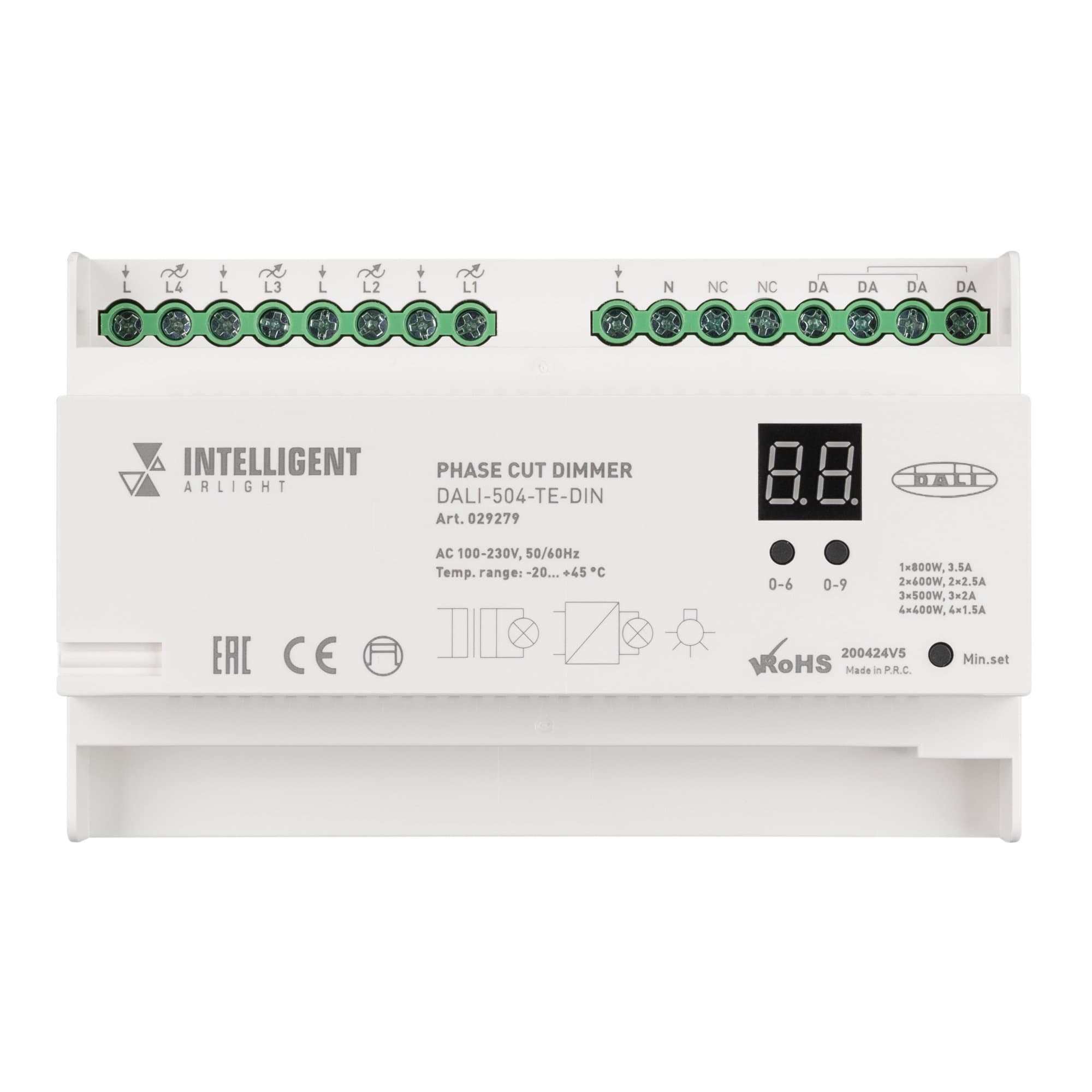 Arlight INTELLIGENT Диммер DALI-504-TE-DIN(230V, 4x2A) (INTELLIGENT -) 029279 — миниатюра 2