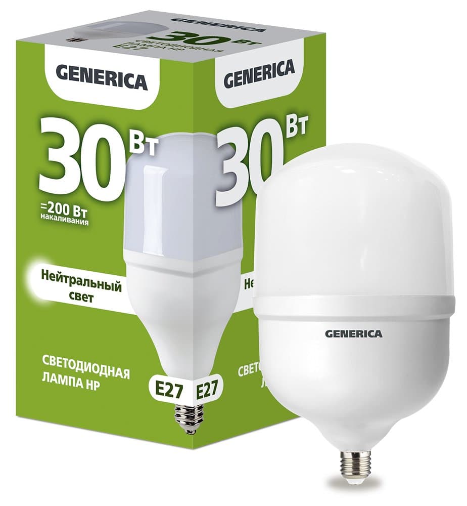 IEK GENERICA Лампа LED HP 30Вт 230В 4000К E27 LL-HP-30-230-40-E27-G