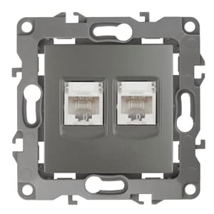 ЭРА 12-3108-12 Графит Розетка информационная двойная 2XRJ45, IP20, 12