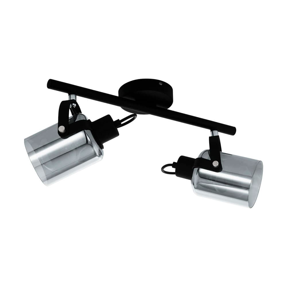 Eglo 99053 Спот BERREGAS, 2x40W(E27), сталь, черный, хром/стекло с напылением, черный прозрачный