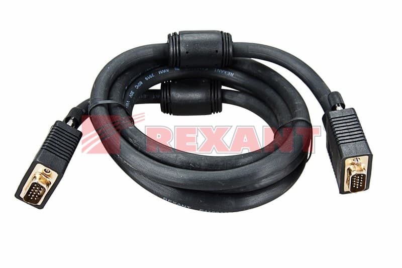 Шнур VGA шт - VGA шт 3М gold с ферритами Rexant 17-5505 — миниатюра 2