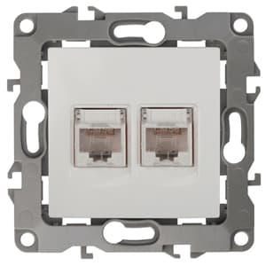 ЭРА 12-3108-02 Слоновая кость Розетка информационная двойная 2XRJ45, IP20, 12