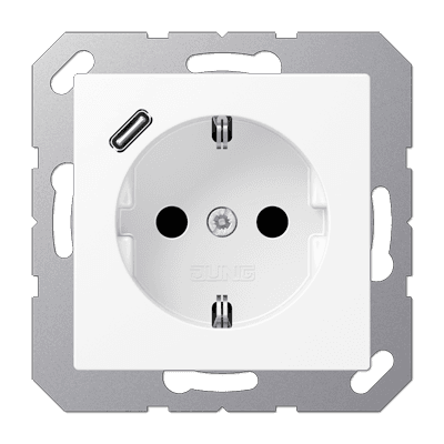 JUNG A Flow/A 550 Белый матовый Розетка  с USB-зарядным устройством, тип С, SCHUKO A1520-18CWWM