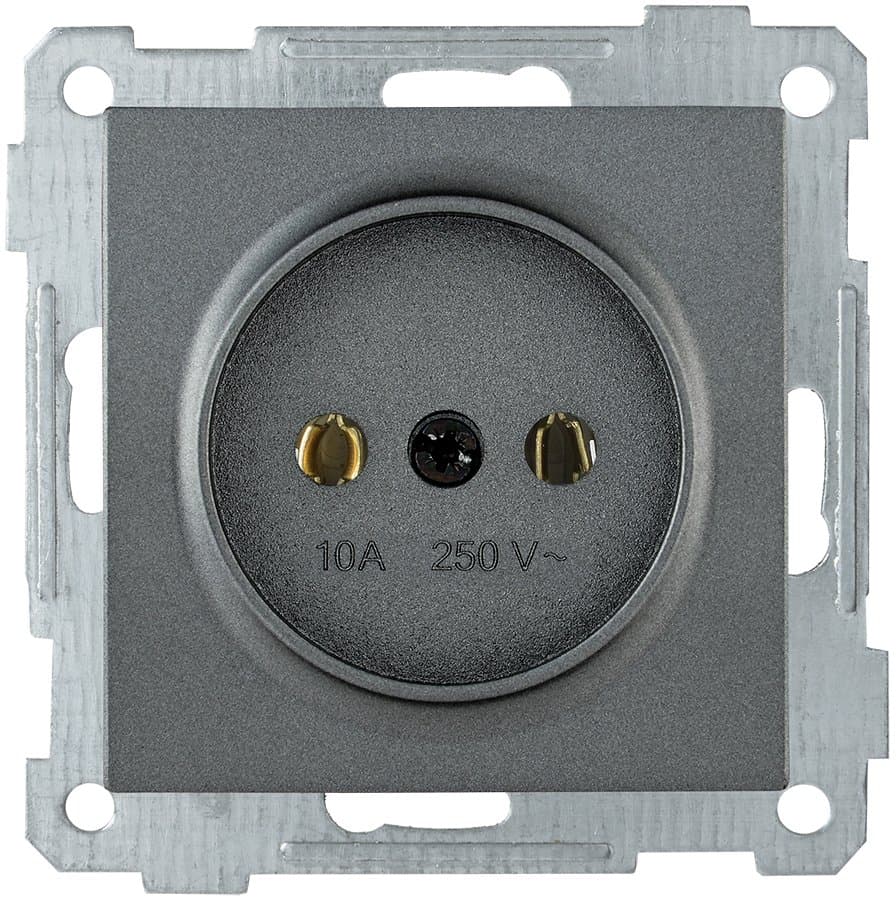 IEK РС10-1-0-Б Розетка без з/к 10А BOLERO антрацит ERB10-K95-10