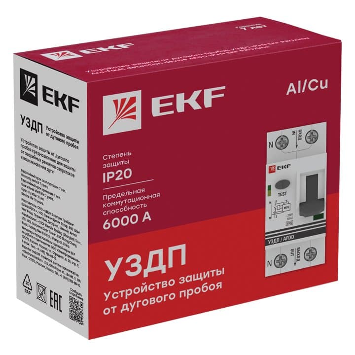 Устройство защиты от дугового пробоя (УЗДП) 1P+N 40А EKF PROxima afdd-2-40-pro — миниатюра 2