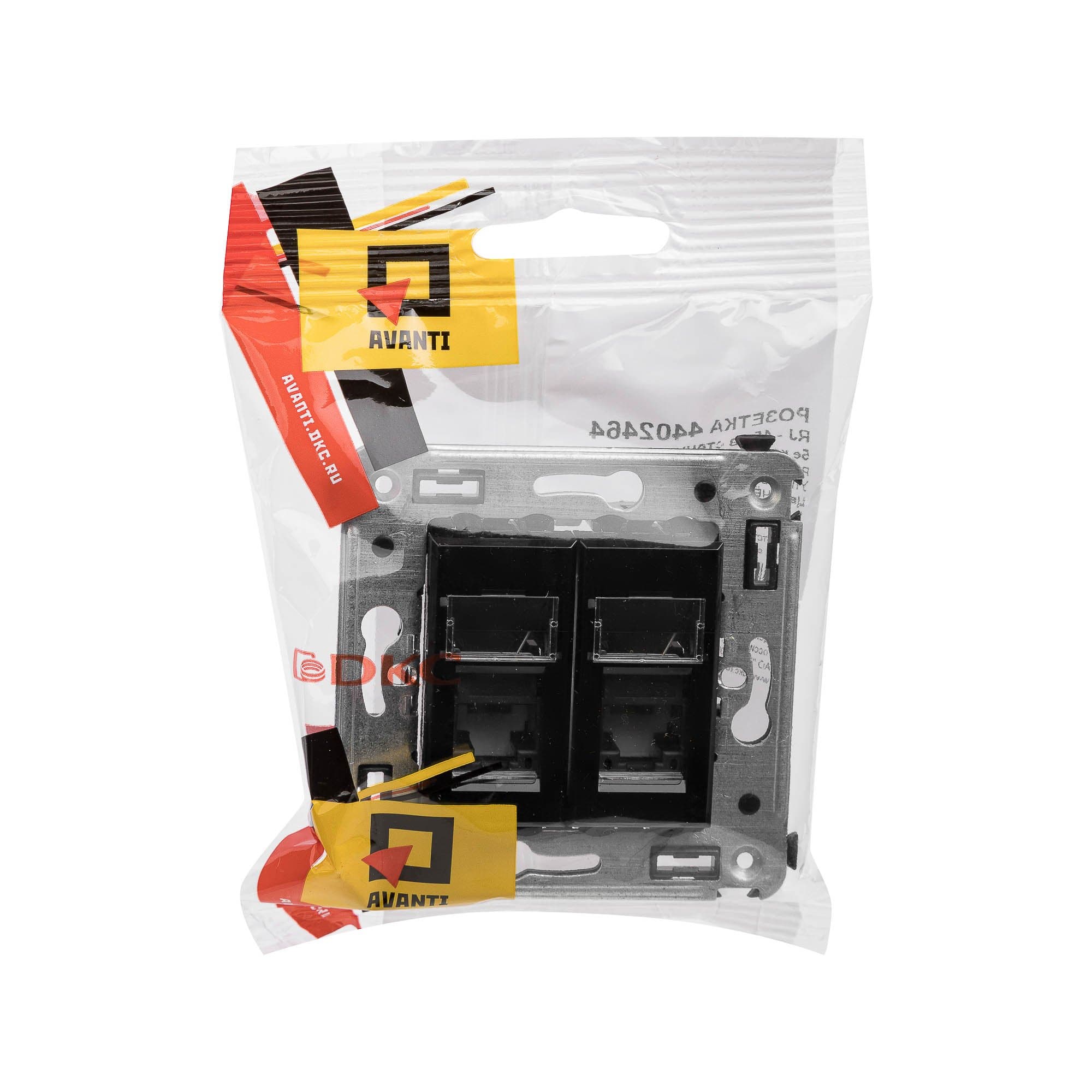DKC Компьютерная розетка RJ-45 в стену, кат.5e двойная, "Avanti", "Черный квадрат" — миниатюра 9