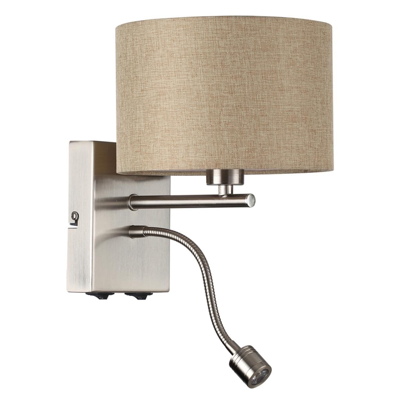 Lumion 8250/2W MODERNI LN25 000 никель/бежевый, металл/текстиль бра Е14 40W+ LED 3W 4000K 220V NIKKI
