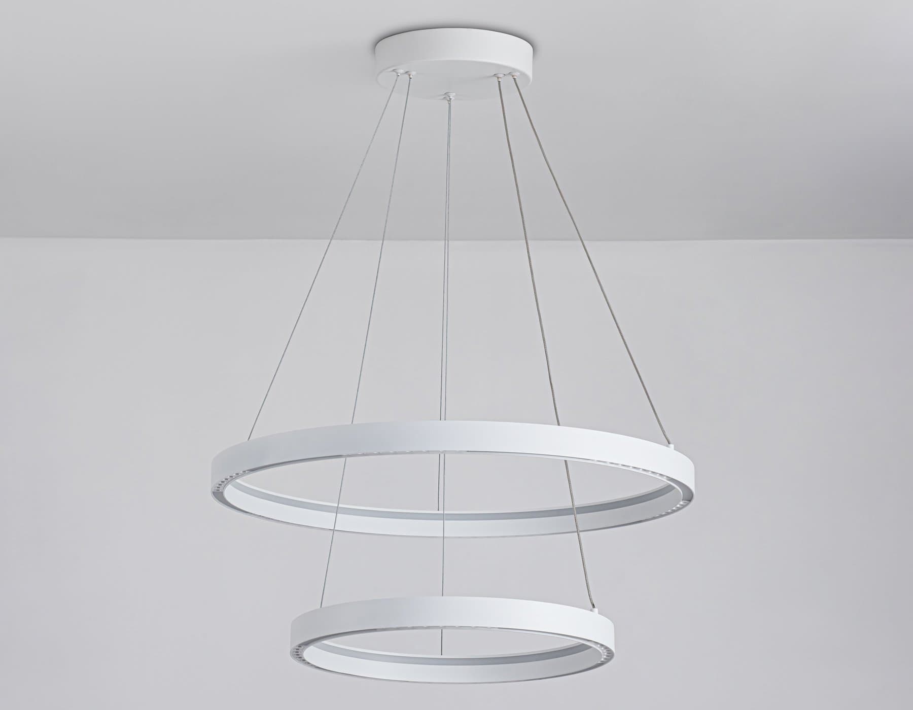 Ambrella Светильник подвесной светодиодный FL5862/2 WH белый 45W 3000K/4200K/6400K D600/400*830 (без ПДУ) — миниатюра 6