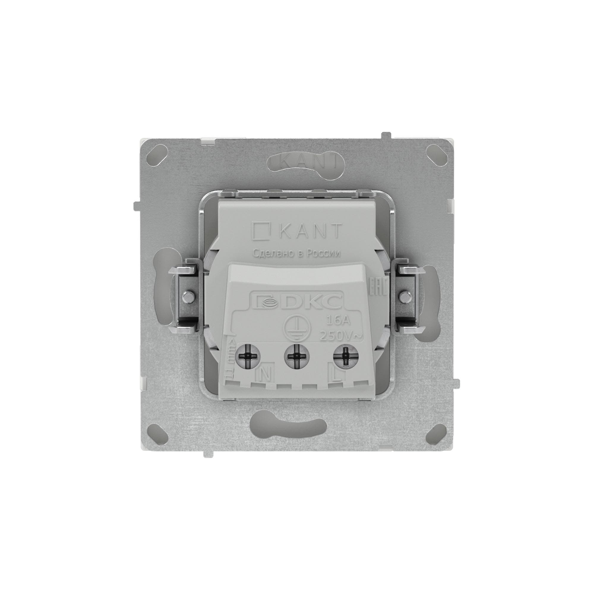 DKC KANT Розетка силовая, 2P+E, без з/ш, белый песок — миниатюра 3
