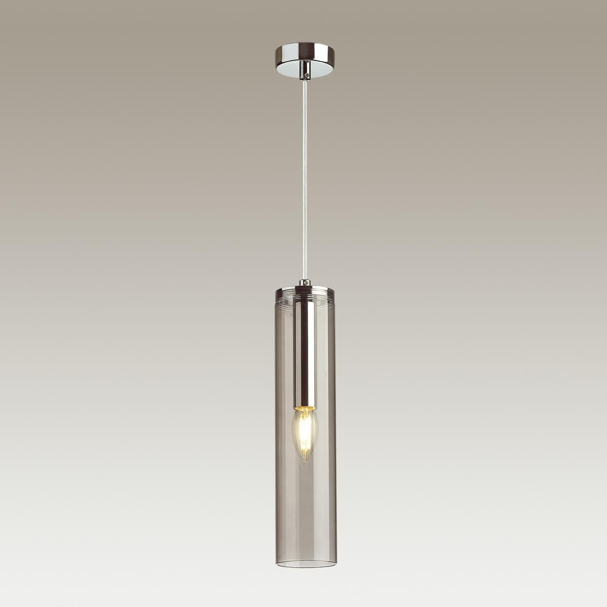 Odeon Light 4694/1 ODL20 379 хром/дымчатый Подвес E14 1*40W KLUM — миниатюра 4