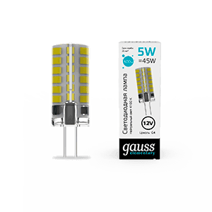 Gauss Лампа Elementary G4 12V 5W 400lm 4100K силикон LED 1/20/200 18725