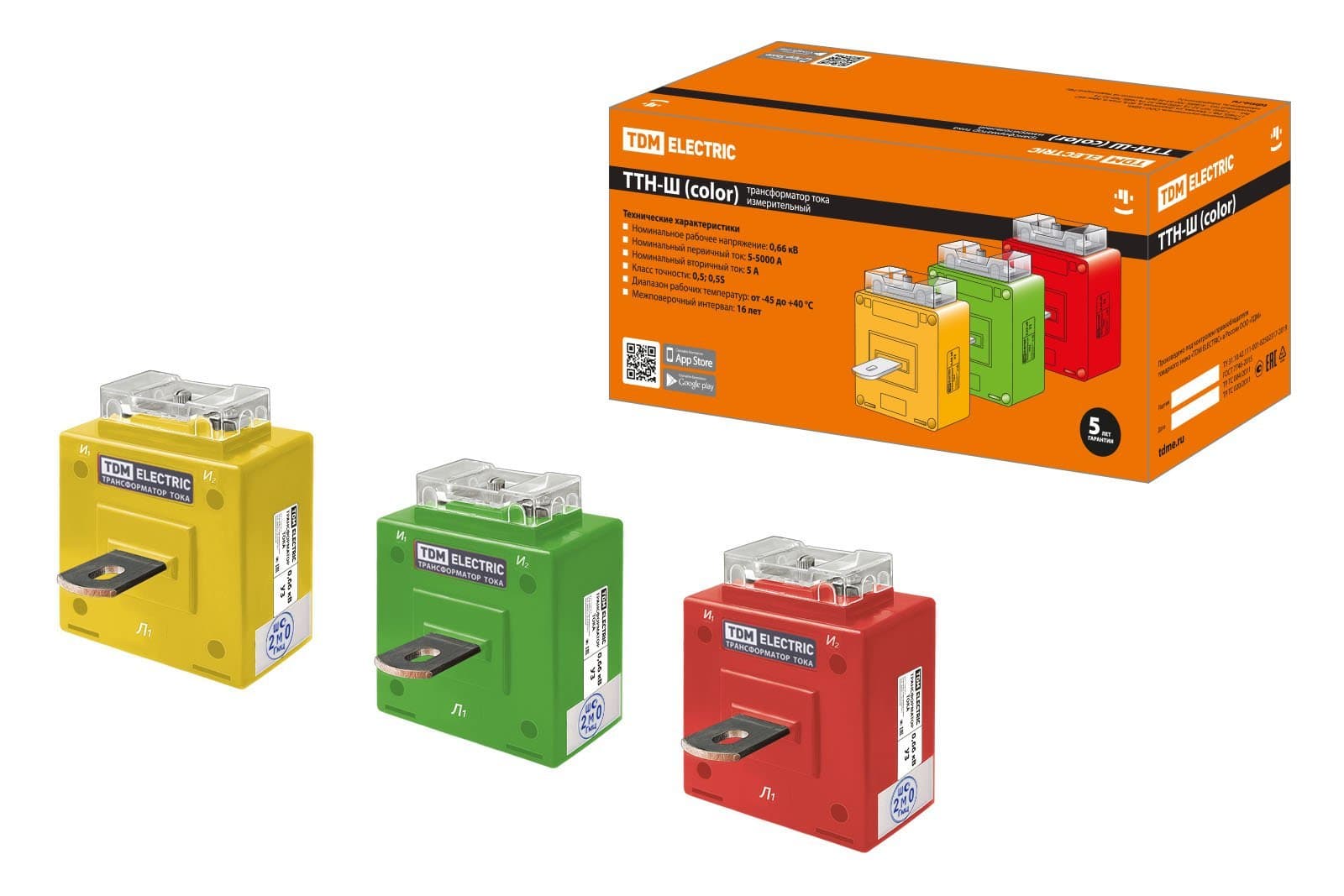 TDM Трансформатор тока измерительный ТТН-Ш 400/5- 5VA/0,5-Р (3 шт., color) SQ1101-1207