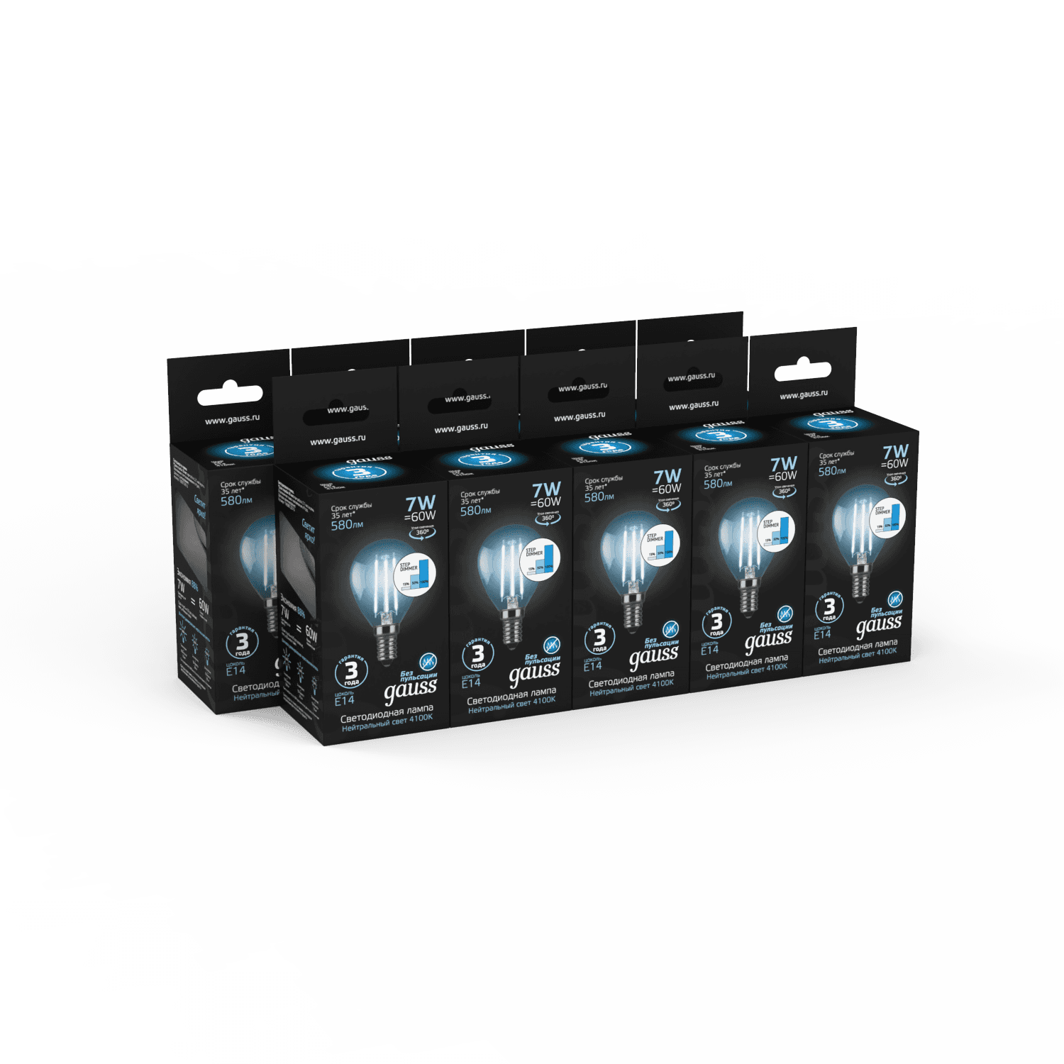 Gauss Лампа Filament Шар 7W 580lm 4100К Е14 шаг. диммирование LED 105801207-S — миниатюра 2