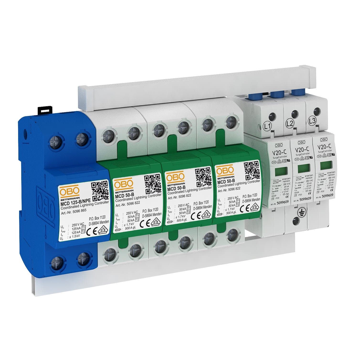 OBO Bettermann Комплект УЗИП 3+NPE (Класс I+II), 255 В 5089761 — миниатюра 1
