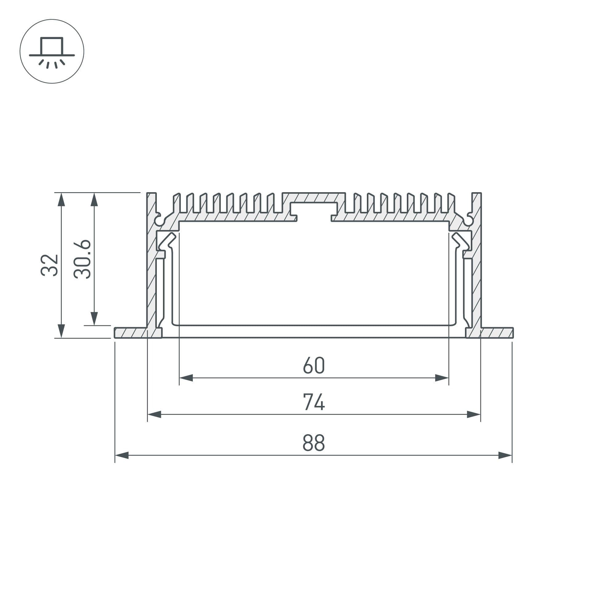 Arlight Профиль с экраном SL-LINIA88-F-2500 WHITE+OPAL (Алюминий) 021373 — миниатюра 4