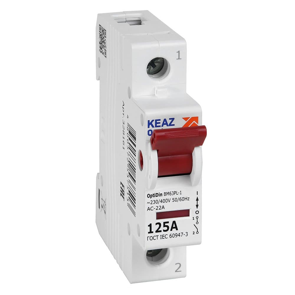 КЭАЗ OptiDin ВМ63PL Выключатель нагрузки 1P 125А 400В (BM63PL-1125-УХЛ3)
