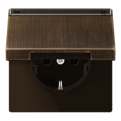 JUNG Штепсельная розетка SCHUKO 16A 250V~ с крышкой, защитой от детей, латунь Antik ME1520NAKLAT