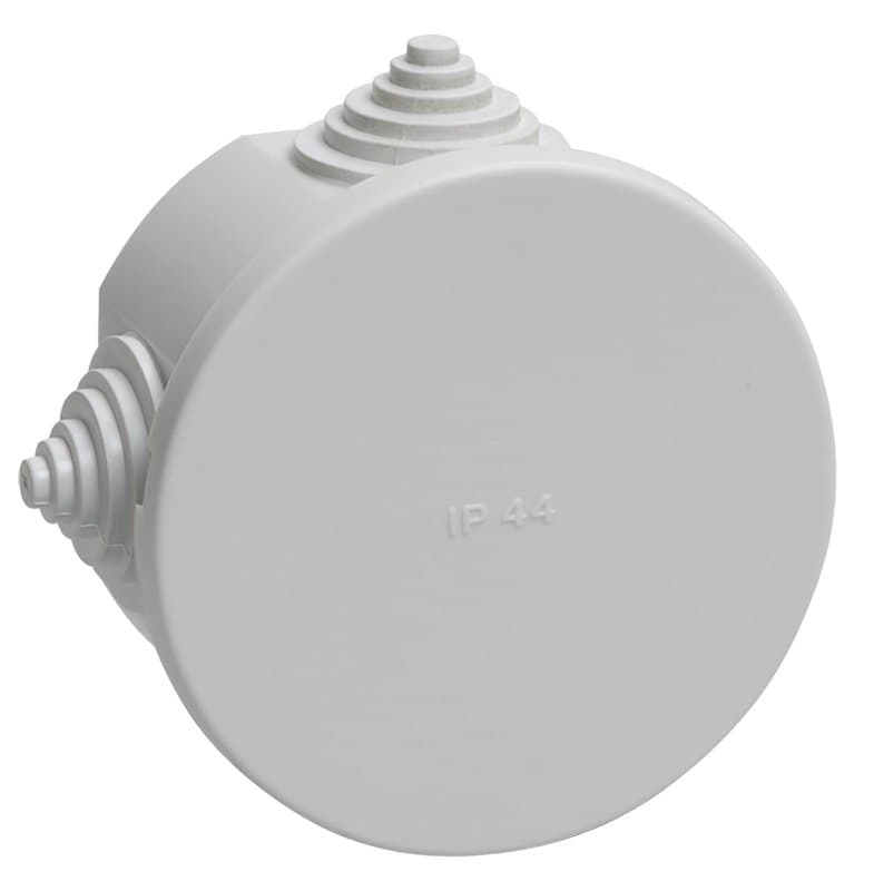 IEK Коробка КМ41237 распаячная для о/п d75х40мм IP44 (RAL7035, 4 гермоввода)