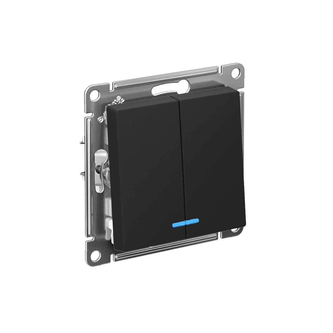 Systeme Electric AtlasDesign Карбон Выключатель 2-клавишный с подсвет.,сх.5а, 10АХ, мех., быстрозажим. клем. — миниатюра 1