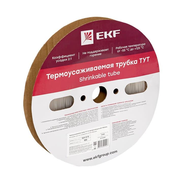EKF Термоусаживаемая трубка ТУТ 2/1 прозрачная рулон