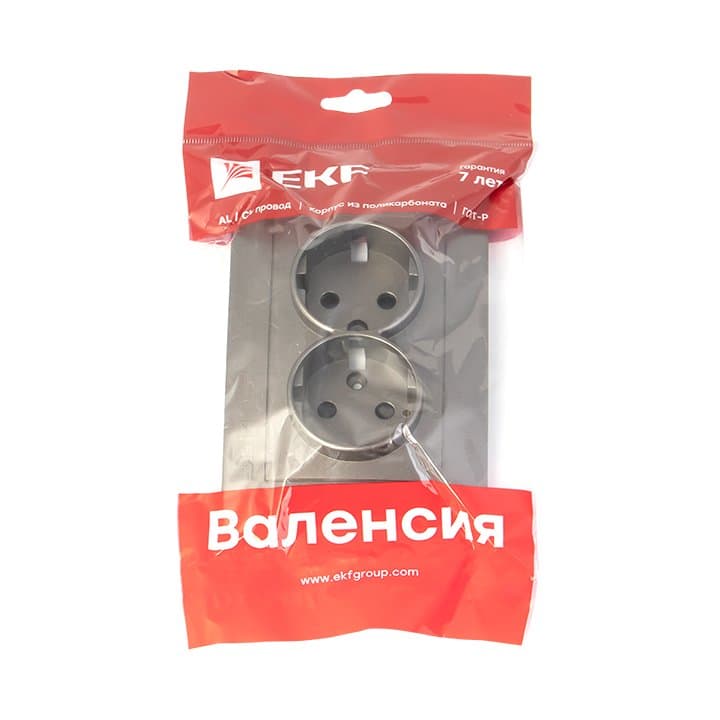 EKF PROxima Валенсия лицевая панель розетки 2-местной с/з 16А графит с защ. штор. — миниатюра 2