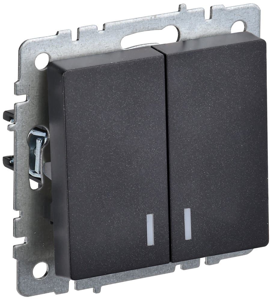 IEK BRITE BASE Черный Выключ. 2-кл с индик 10А ВС10-2-1-БрЧ