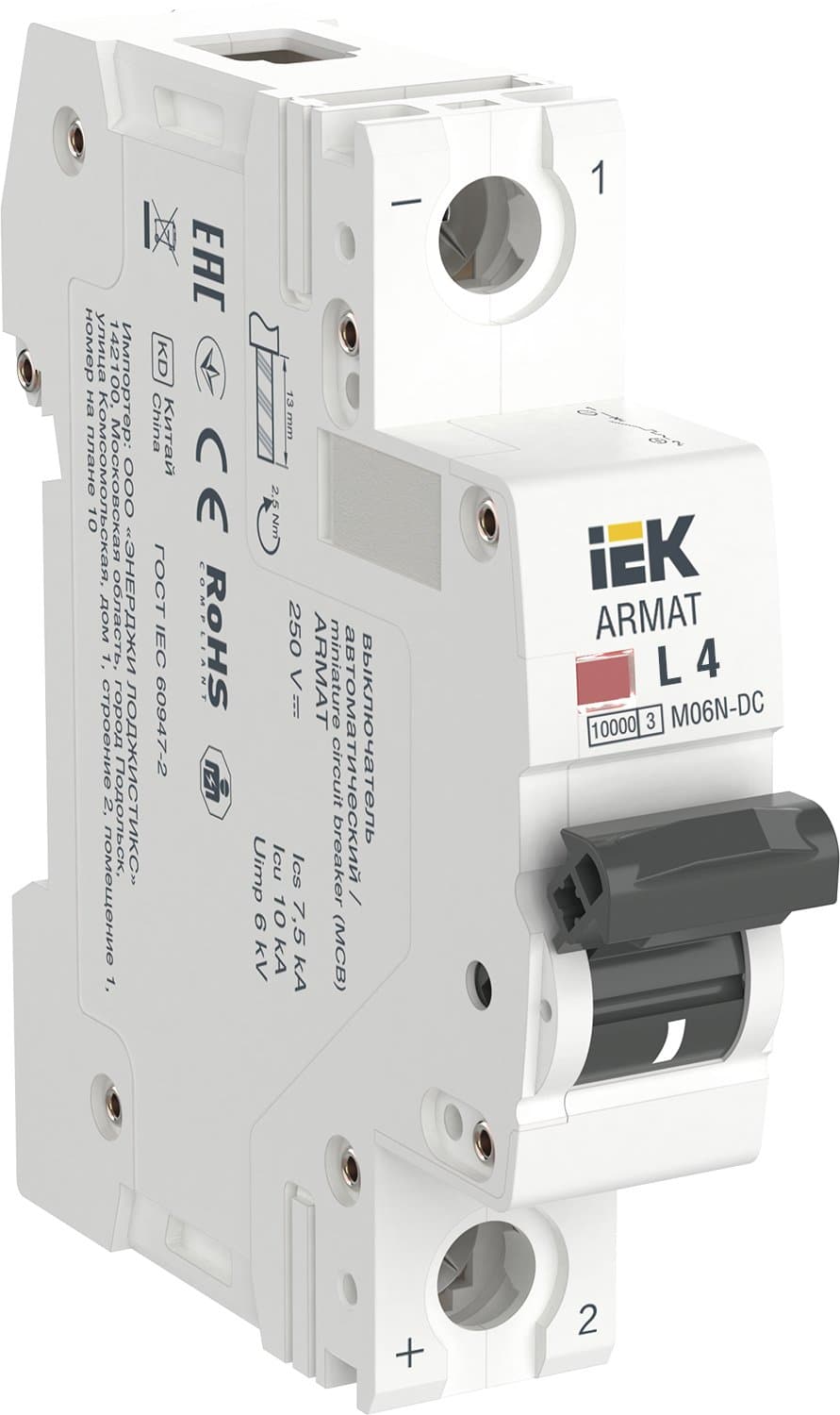 IEK ARMAT Автоматический выключатель M06N-DC 1P L 4А AR-M06N-1-L004DC
