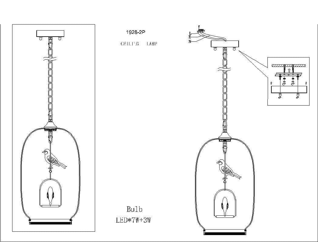 Favourite Chick Золото/Белая Люстра 1*LED*12W+1 LED*5W, 3500K-4000K 1928-2P — миниатюра 2