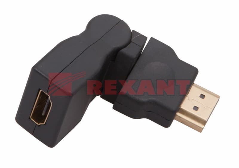 ПереходНИК шт.HDMI - гн.HDMI поворотный GOLD Rexant 17-6813 — миниатюра 3