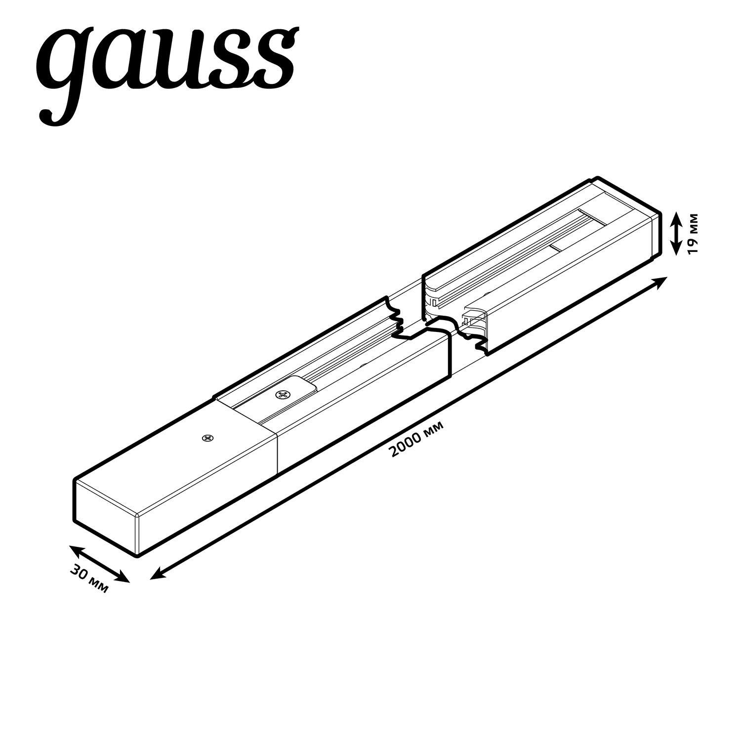 Gauss Шинопровод накладной 2м белый (с адаптером питания и заглушкой) TR102 — миниатюра 3