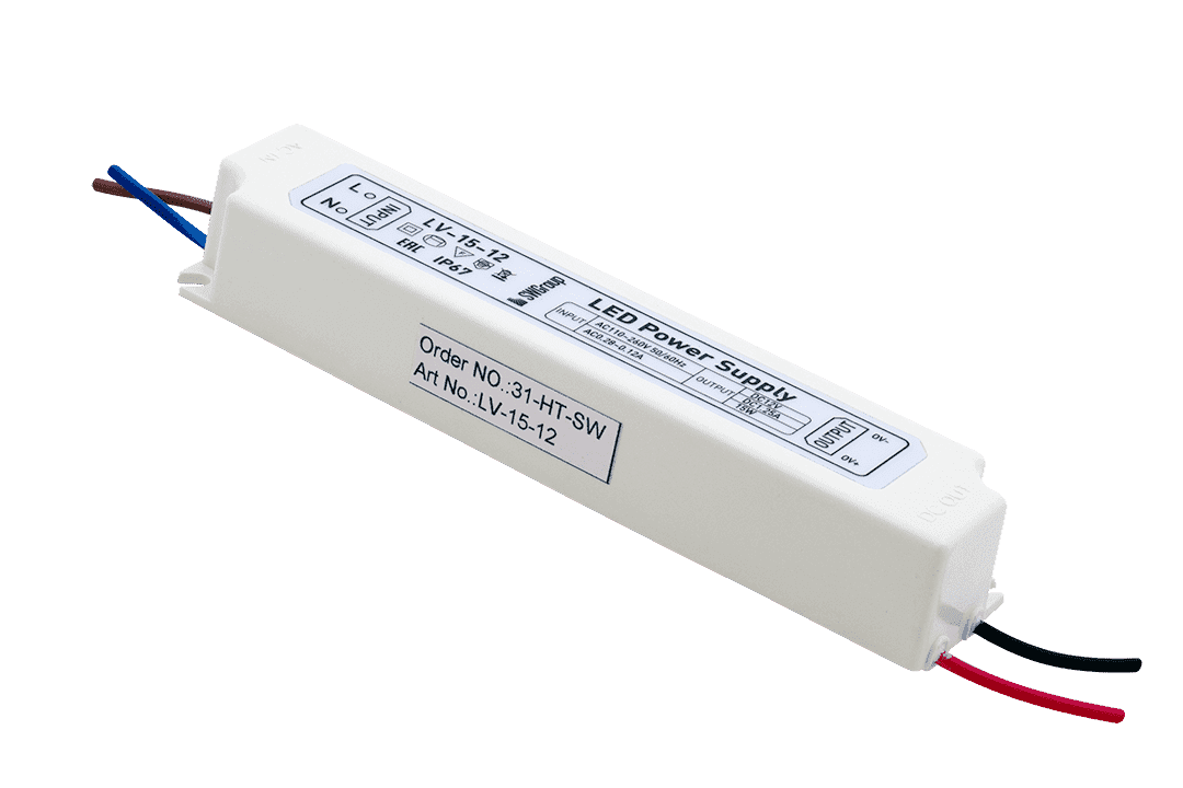 SWG Блок Питания для ленты IP 67 пластик 15 W, 12V LV-15-12