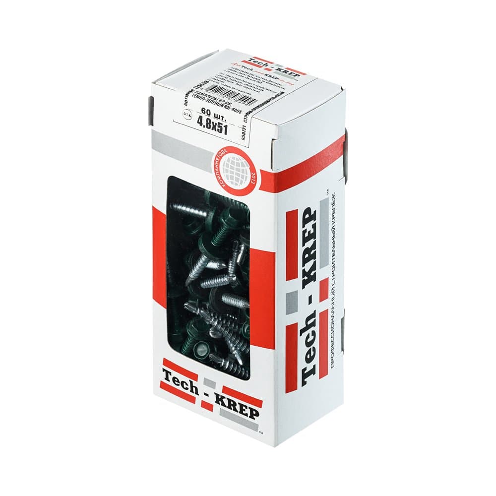 Tech-Krep Саморез КР св. 4,8х51 RAL-6005 (тёмно-зеленый) (60 шт) - коробка с ок 125558