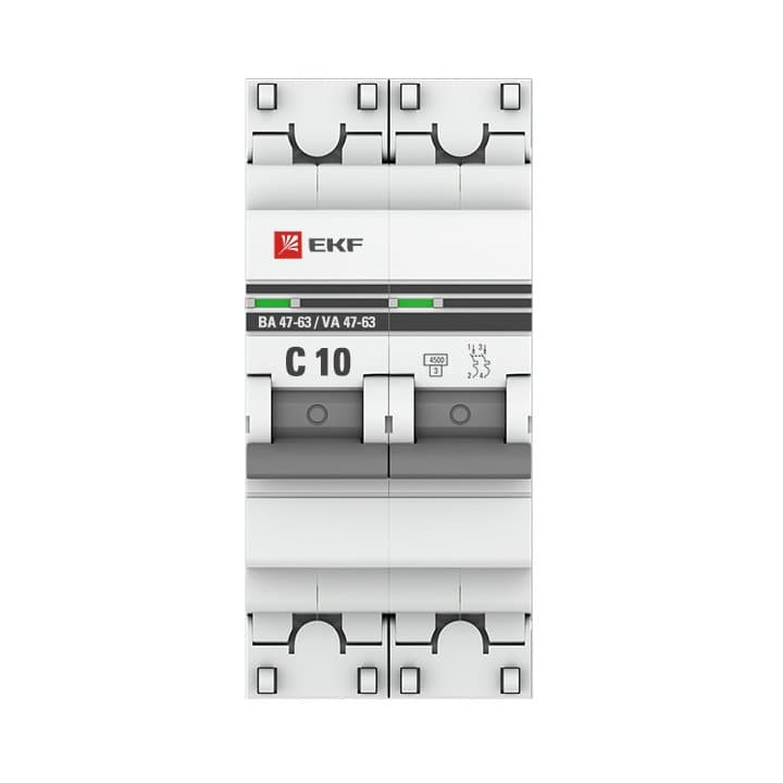 EKF PROxima ВА 47-63 Автоматический выключатель (С) 2P 10А 4,5kA mcb4763-2-10C-pro — миниатюра 3