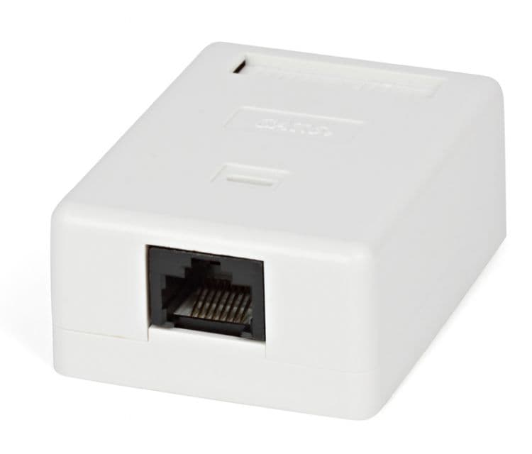 Hyperline SB1-1-8P8C-C6-WH Розетка компьютерная RJ-45(8P8C), категория 6, одинарная, внешняя, Dual IDC 430232