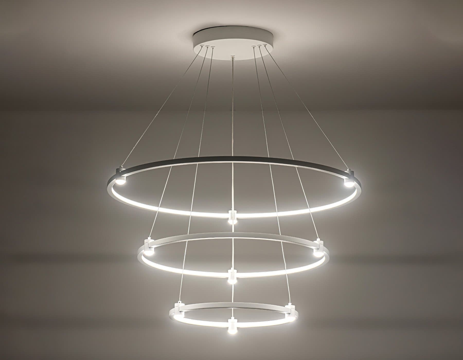 Ambrella Светильник подвесной светодиодный FL5511/3+9 WH белый 90W 3000K/4200K/6400K D800/600/400*1300 (без ПДУ) — миниатюра 3