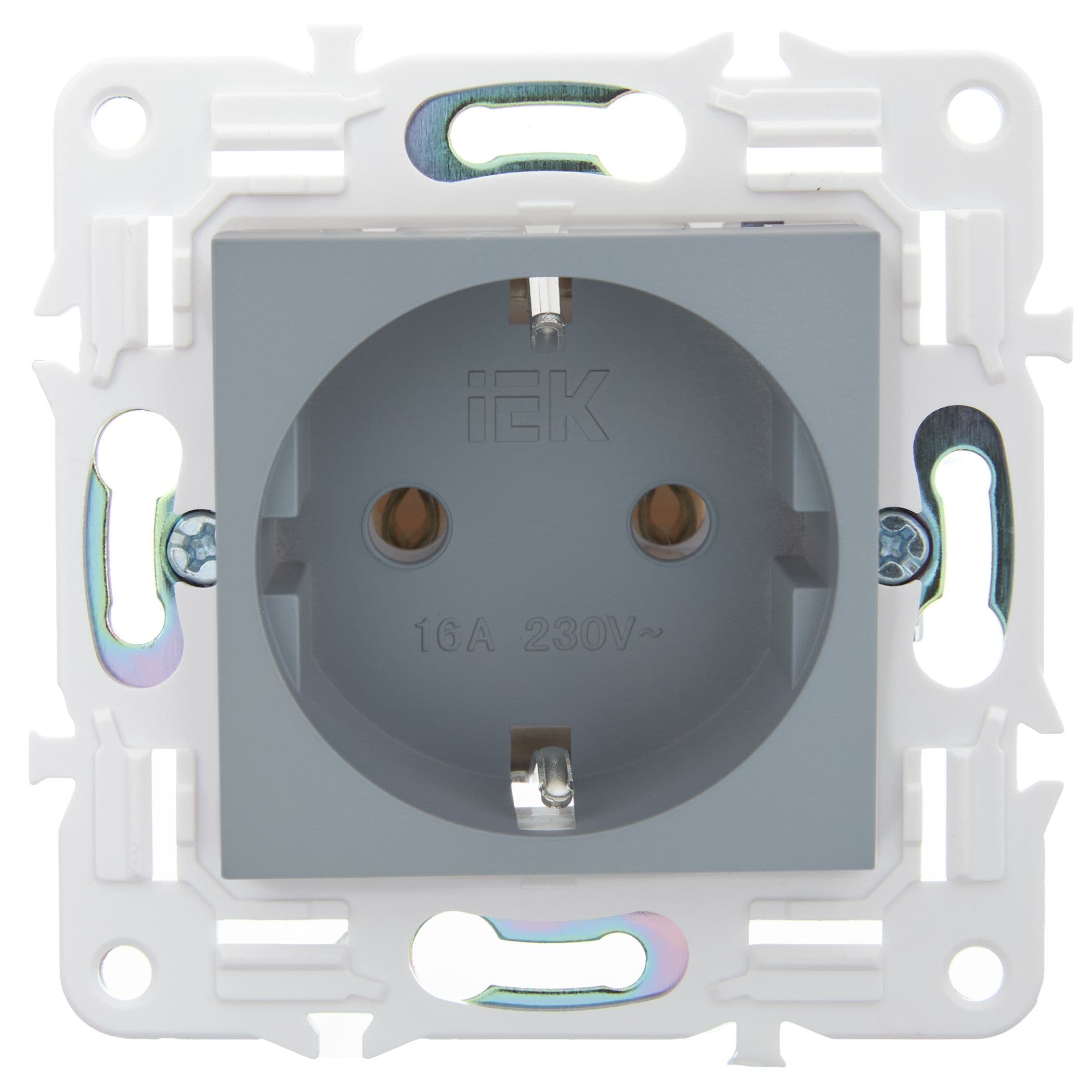 IEK SKANDY Серый Розетка с/з без защитных шторок 16А SK-R05Gr — миниатюра 2
