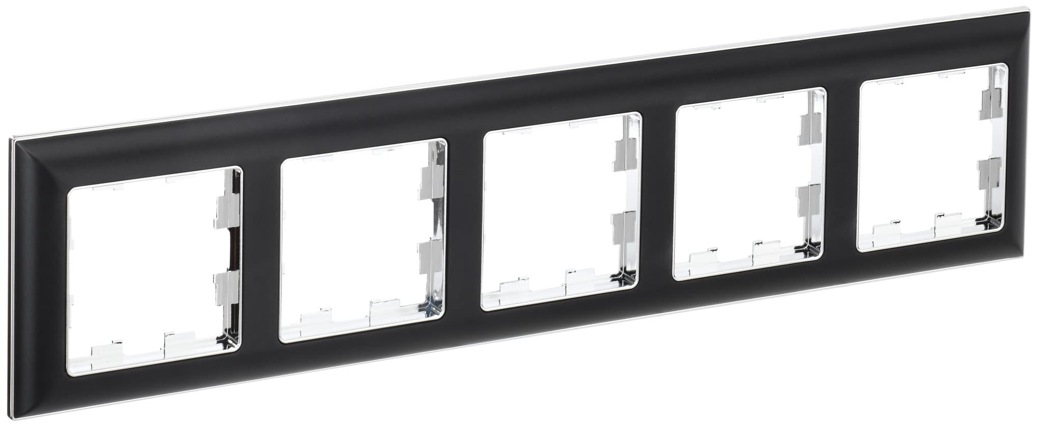 IEK BRITE DECOR Черный/хром 3D-форма Рамка 5-м РУ-5-Бр