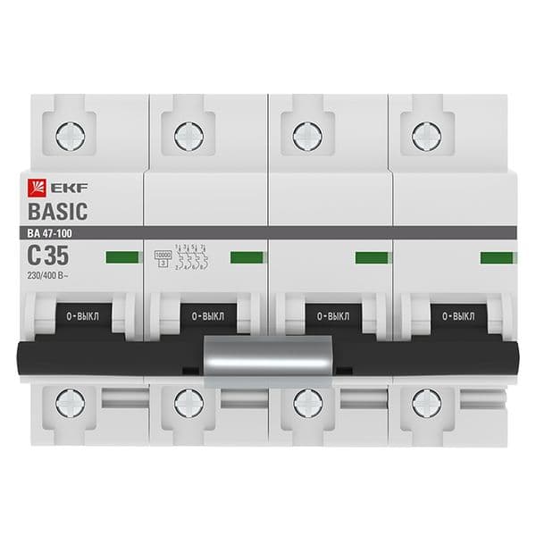 EKF Автоматический выключатель 4P 35А (C) 10kA ВА 47-100 Basic — миниатюра 5