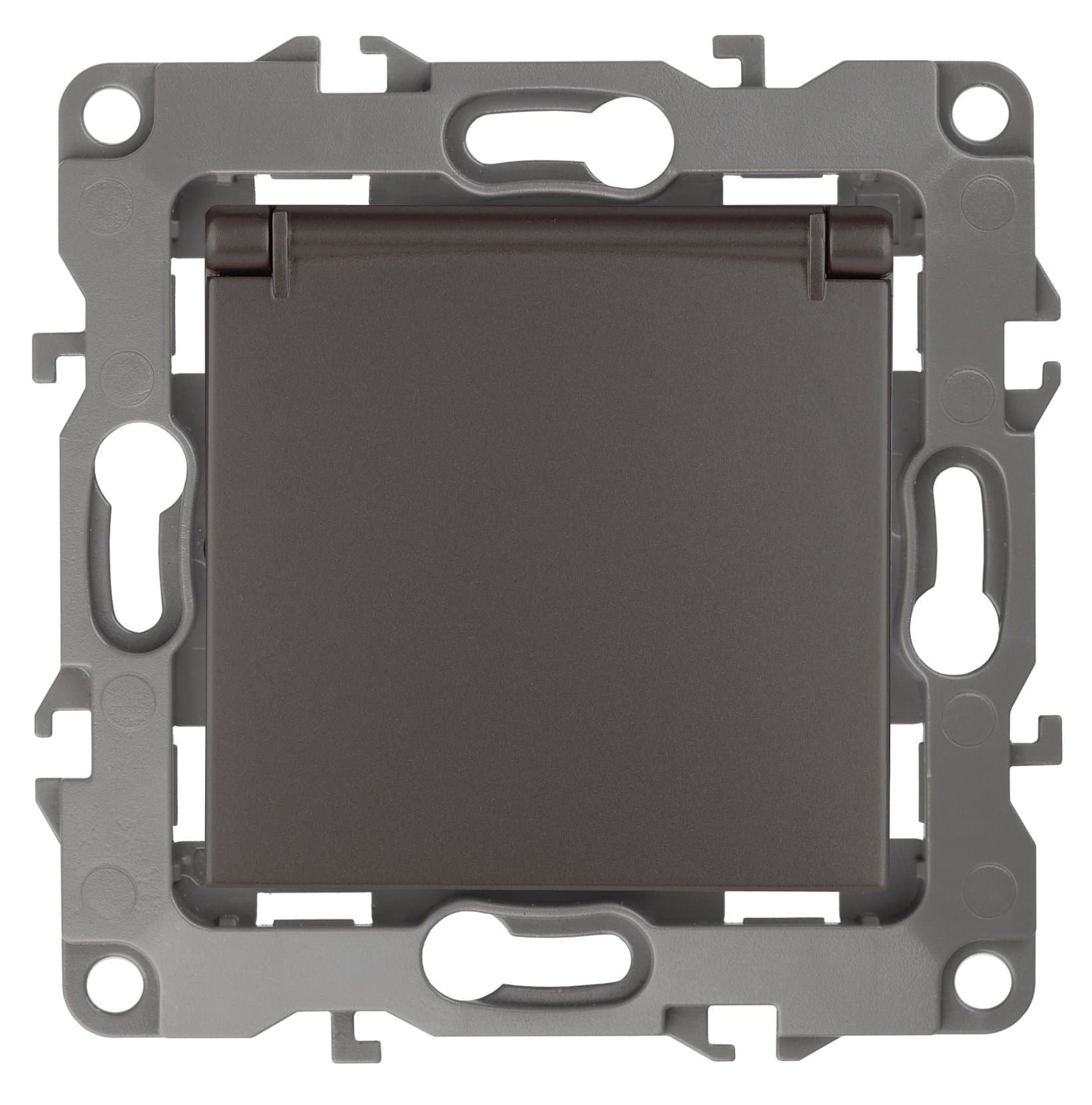 ЭРА 12-2103-13 Розетка 2P+E Schuko со шторками с крышкой, 16A-250В, IP20, 12, Бронза