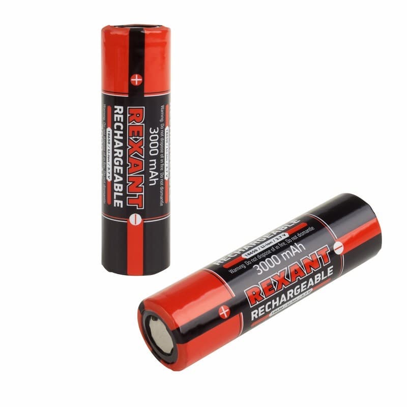 Высокоемкостный аккумулятор 18650 unprotected 20 А Li-ion 3000 mAH 3.7 В 2 шт Блистер Rexant 30-2035-05