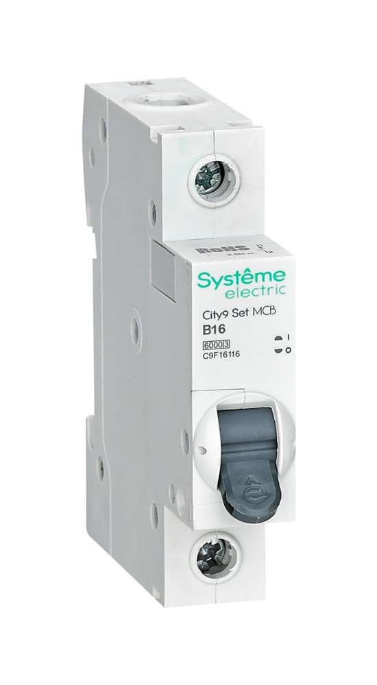 Systeme Electric City9 Set Автоматический выключатель (АВ) B 16А 1P 6kA 230В C9F16116
