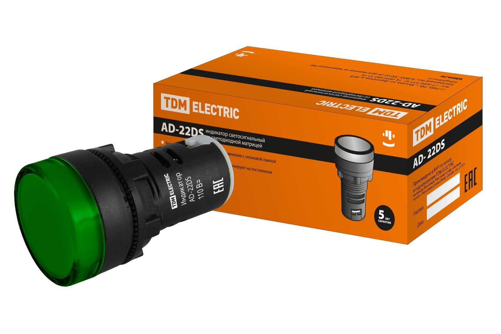 TDM Лампа AD-22DS(LED)матрица d22мм зеленый 110В AC/DC SQ0702-0031